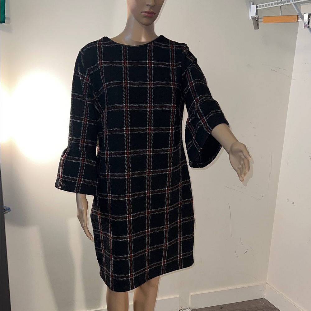 Papaya Black and Red Plaid Long Sleeve Dress (#45)